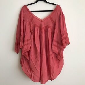 Poncho pullover red top oversized XS